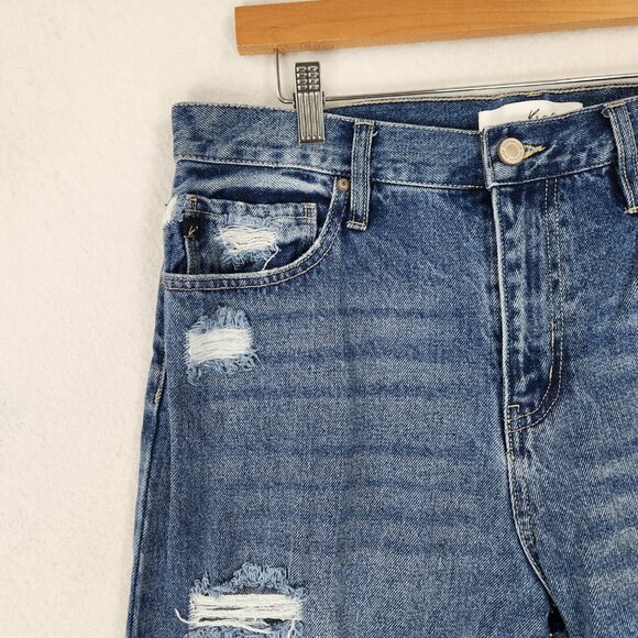 Kancan Jeans Womens 29 Blue High Rise Distressed Mom Jean Cotton Casual Denim - Picture 2 of 12